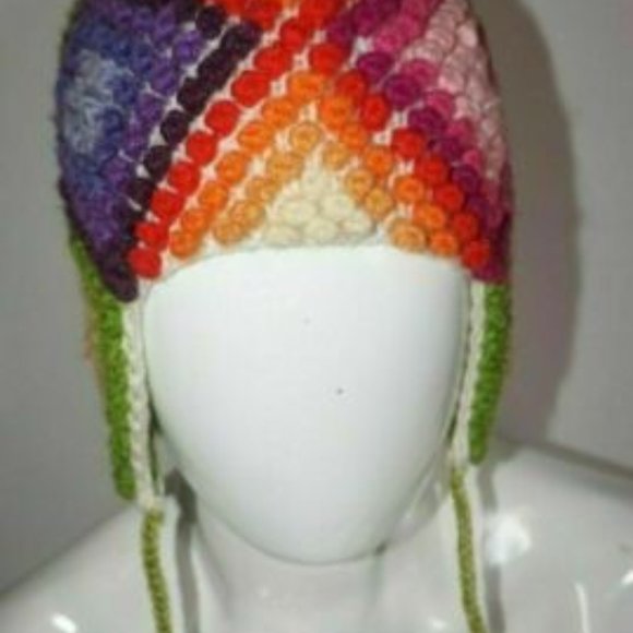 Accessories - Multicolored chullo knitted in wool winter warm unisex Andean culture